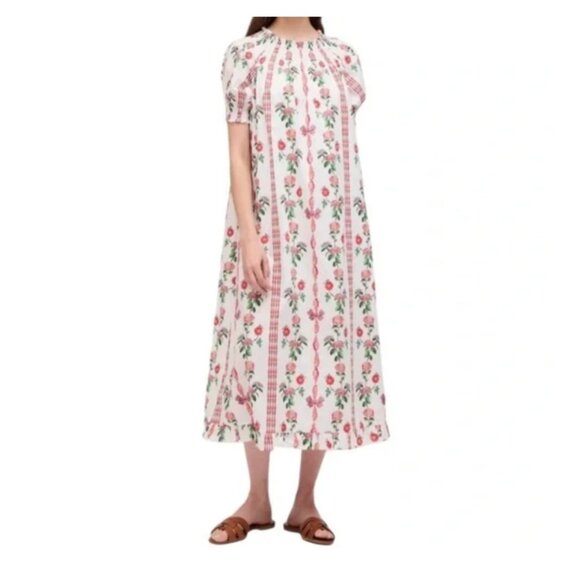 Hill House The Caroline Nap Dress Red Shell Vine SIZE LARGE - Picture 1 of 9